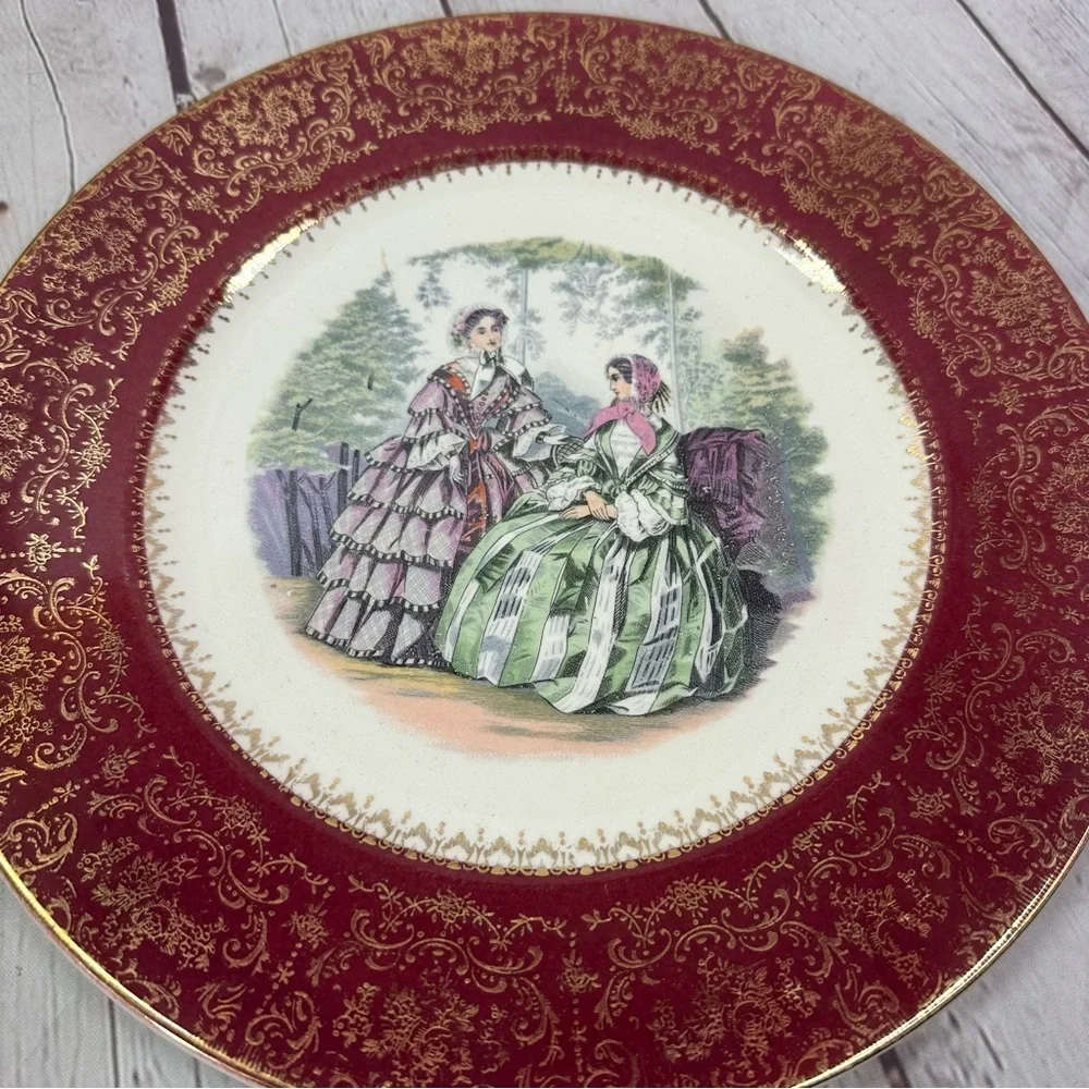 vintage Service Plate (Charger) Godey Prints Service Plates by Salem set of 2